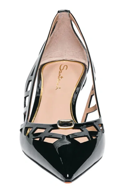 Santoni 55mm Cutout Patent Leather Pumps In Black