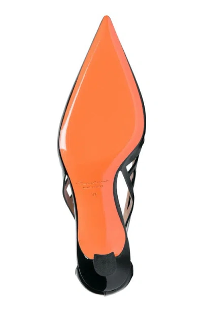 Santoni 55mm Cutout Patent Leather Pumps In Black