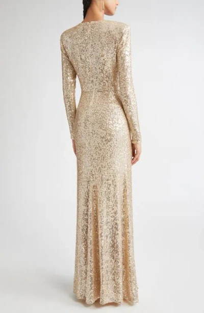 St John St. John Long Sleeve Sequin Stretch Knit Gown In Neutral
