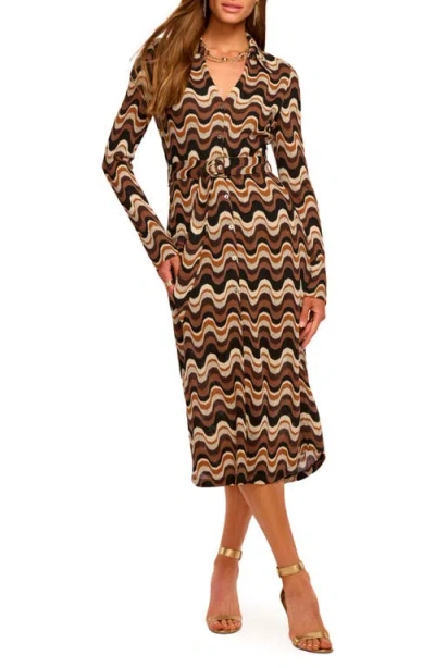 Ramy Brook Lydia Wavy Stripe Long Sleeve Sweater Shirtdress In Multi