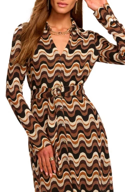 Ramy Brook Lydia Wavy Stripe Long Sleeve Sweater Shirtdress In Multi