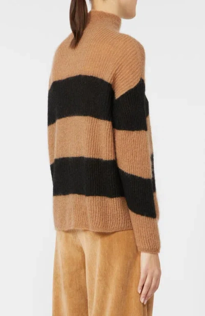 Mm By Max Mara Tenna Stripe Turtleneck Sweater In Burgundy