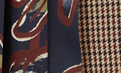 Weekend Max Mara Omens Wine-coloured Fanale Contrast Pleat Wool-blend Midi Skirt In Pattern