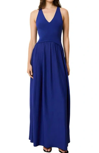 Solid & Striped The Maggie Crossback Maxi Dress In Blue