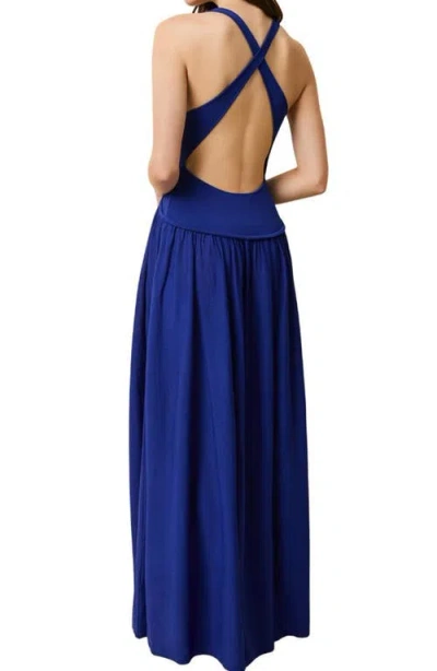 Solid & Striped The Maggie Crossback Maxi Dress In Blue