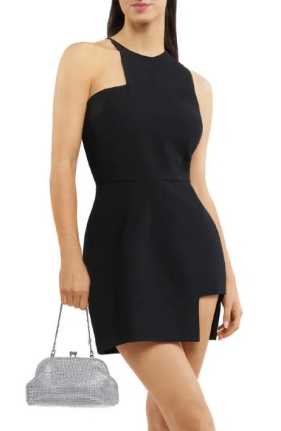 Olga Berg Ela Crystal Mesh Frame Clutch In Silver