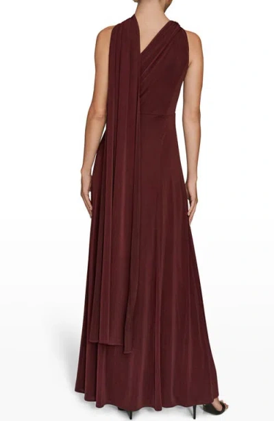 Donna Karan Women's One Shoulder Sleeveless Dress In Brown