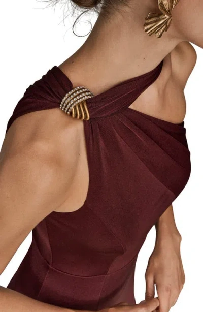 Donna Karan Women's One Shoulder Sleeveless Dress In Brown