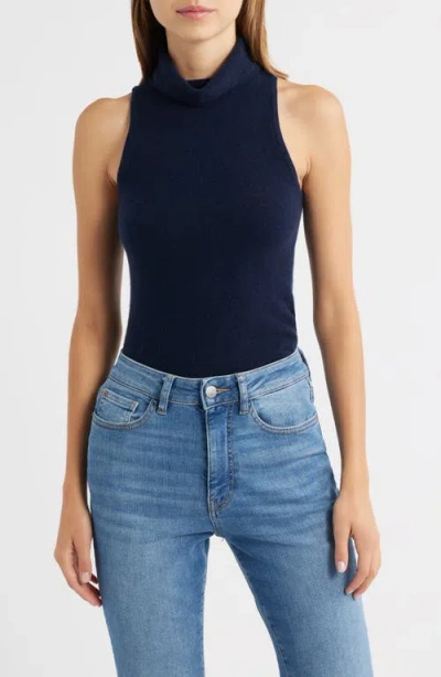 Reformation Marcy Sleeveless Cashmere Turtleneck Sweater In Blue
