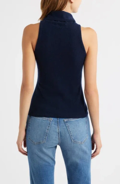 Reformation Marcy Sleeveless Cashmere Turtleneck Sweater In Blue