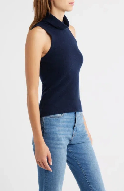Reformation Marcy Sleeveless Cashmere Turtleneck Sweater In Blue