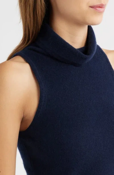 Reformation Marcy Sleeveless Cashmere Turtleneck Sweater In Blue