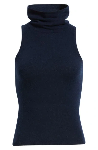 Reformation Marcy Sleeveless Cashmere Turtleneck Sweater In Blue
