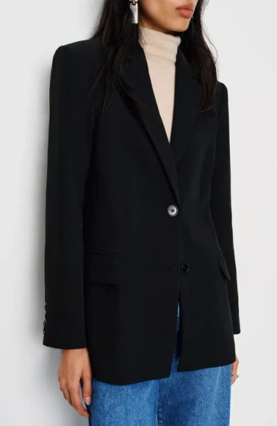 Reformation James Relaxed One-button Crepe Blazer In Black