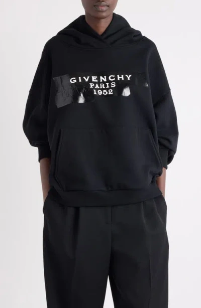 Givenchy Hooded Cotton Sweatshirt Featuring Kangaroo Pocket In Black