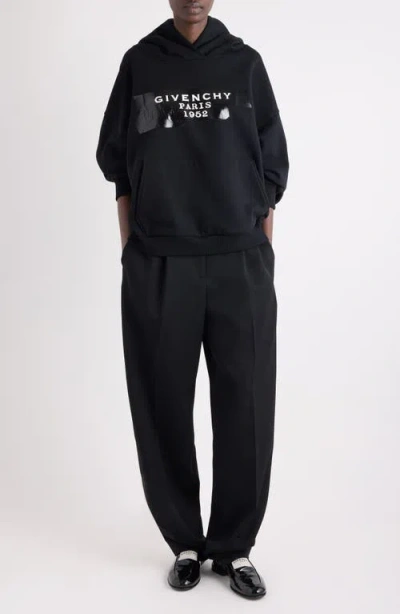 Givenchy Hooded Cotton Sweatshirt Featuring Kangaroo Pocket In Black