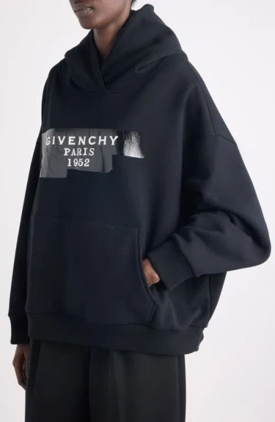 Givenchy Hooded Cotton Sweatshirt Featuring Kangaroo Pocket In Black