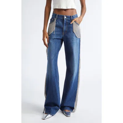 Stella Mccartney Dark Blue Wide Leg With Chain Fringes Dark Blue In Blue