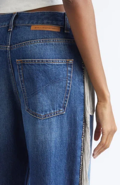 Stella Mccartney Dark Blue Wide Leg With Chain Fringes Dark Blue In Blue