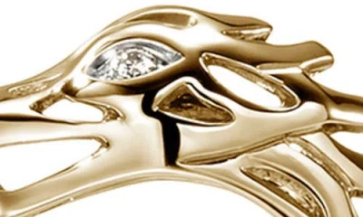 John Hardy 14k Yellow Gold Naga Diamond Dragon Circle Stud Earrings