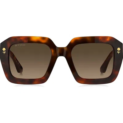 Etro 52mm Gradient Rectangular Sunglasses In Brown
