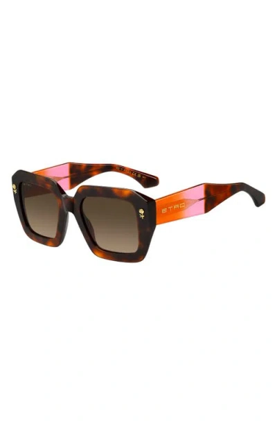 Etro 52mm Gradient Rectangular Sunglasses In Brown