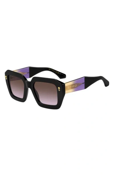 Etro 52mm Gradient Rectangular Sunglasses In Black
