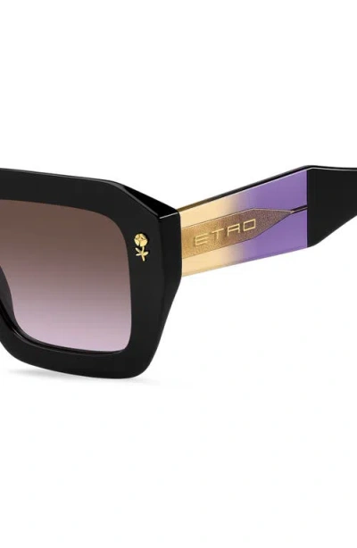 Etro 52mm Gradient Rectangular Sunglasses In Black