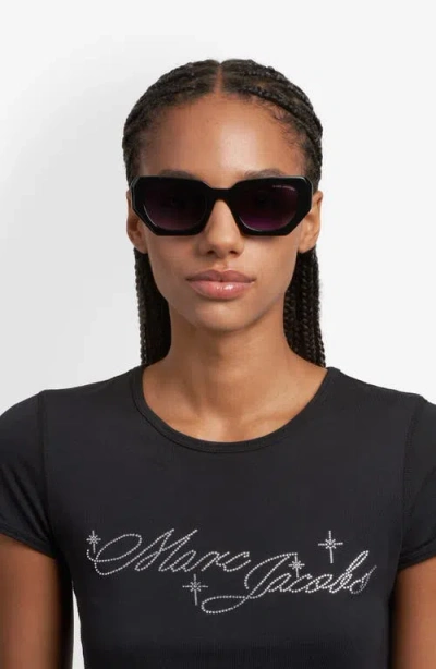 Marc Jacobs 52mm Rectangular Geometric Sunglasses In Black