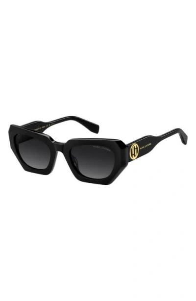 Marc Jacobs 52mm Rectangular Geometric Sunglasses In Black