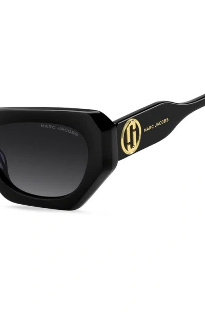 Marc Jacobs 52mm Rectangular Geometric Sunglasses In Black