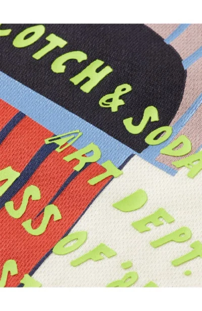 Scotch & Soda Boy's Flocked Graphic-print Hoodie In Neutral