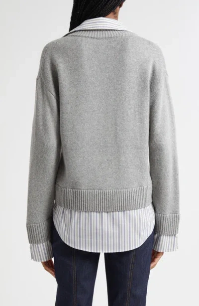 Cinq À Sept Cinq A Sept Megan Layered Look Cardigan In Gray