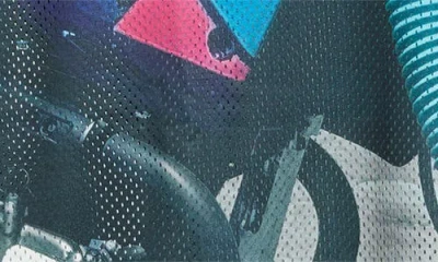 Jungles Marseille Boxy Moto Mesh Jersey Top In Multi