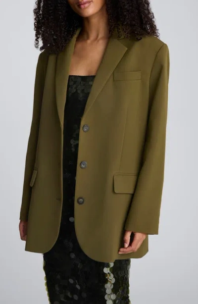 Kenneth Cole Luxe Twill Three Button Boyfriend Blazer In Green
