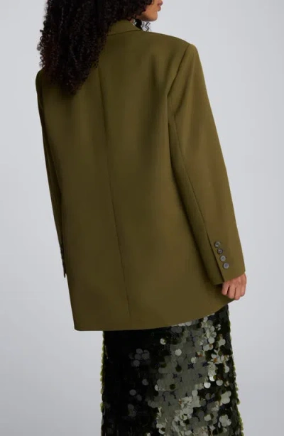 Kenneth Cole Luxe Twill Three Button Boyfriend Blazer In Green