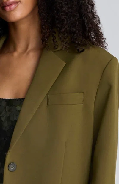 Kenneth Cole Luxe Twill Three Button Boyfriend Blazer In Green