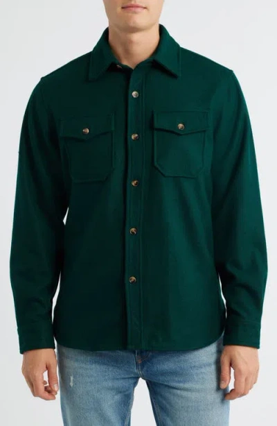 Schott Nyc Cpo Wool Blend Work Shirt In Green