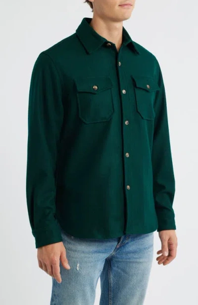Schott Nyc Cpo Wool Blend Work Shirt In Green