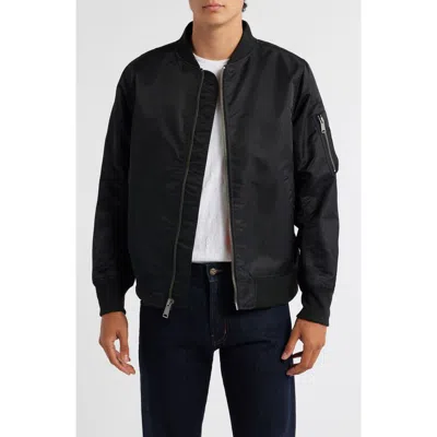 Schott Nyc Ma-1 Satin Flight Jacket In Black