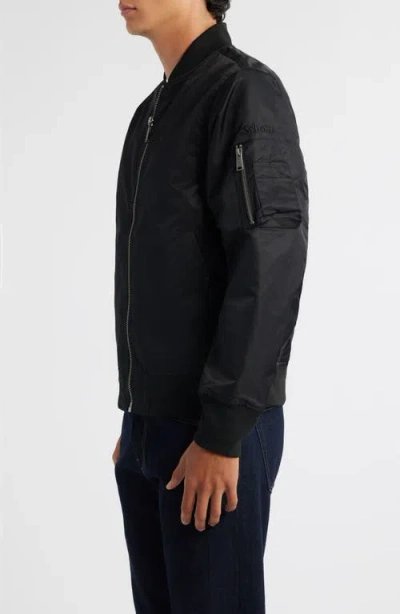 Schott Nyc Ma-1 Satin Flight Jacket In Black