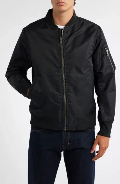 Schott Nyc Ma-1 Satin Flight Jacket In Black