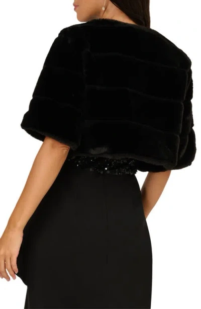 Adrianna Papell Women's Faux Fur Bolero Jacket In Black