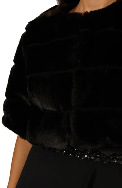 Adrianna Papell Women's Faux Fur Bolero Jacket In Black
