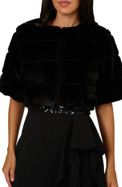 Adrianna Papell Women's Faux Fur Bolero Jacket In Black