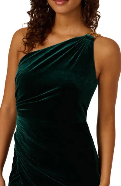 Adrianna Papell Women's Asymmetric One-shoulder Velvet Gown In Green