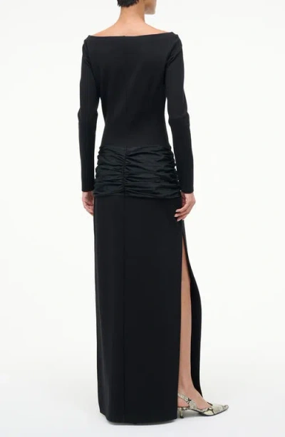 Staud Holland Mixed Media Long Sleeve Dress In Black