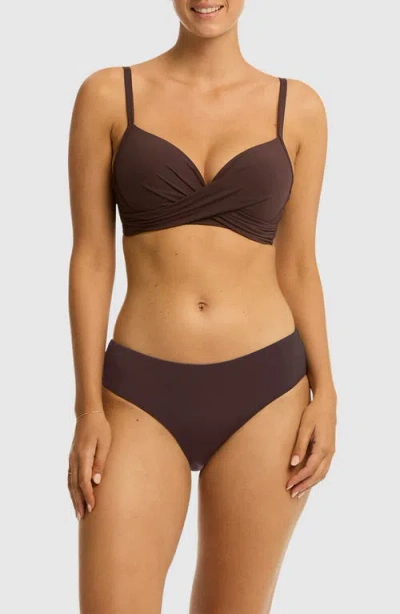 Sea Level Cross Front D- & Dd-cup Molded Underwire Bikini Top In Brown
