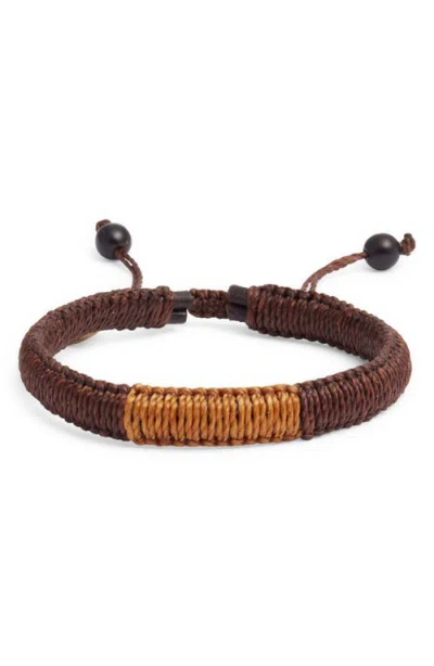 Caputo & Co Macramé Adjustable Bracelet In Brown