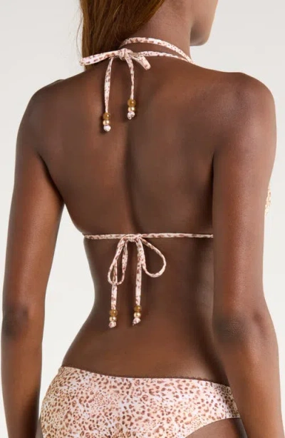 Kulani Kinis Decorative Panel Halter Bikini Top In Neutral